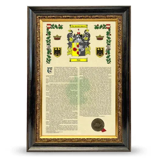 Zan Armorial History Framed - Heirloom
