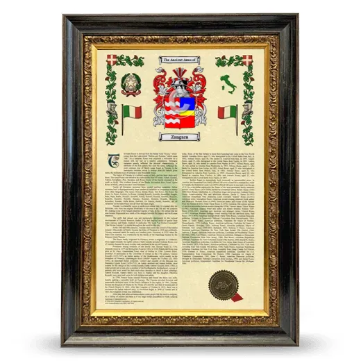 Zangara Armorial History Framed - Heirloom