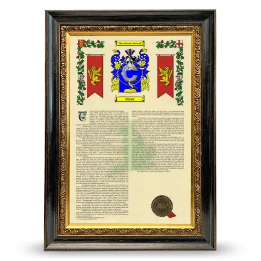 Zinser Armorial History Framed - Heirloom