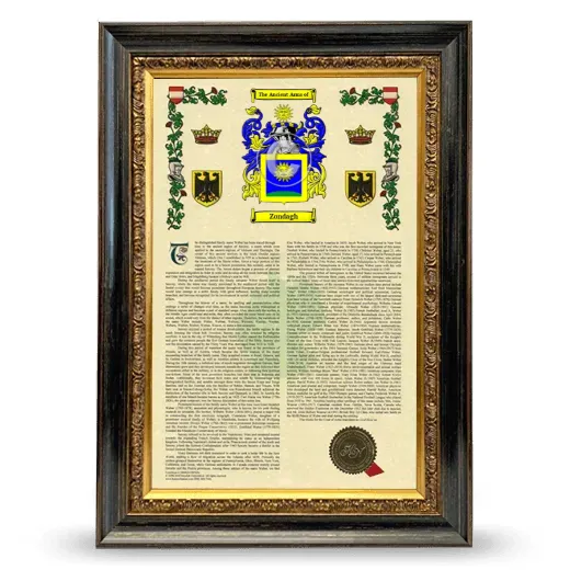 Zondagh Armorial History Framed - Heirloom