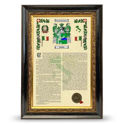 Zorano Armorial History Framed - Heirloom