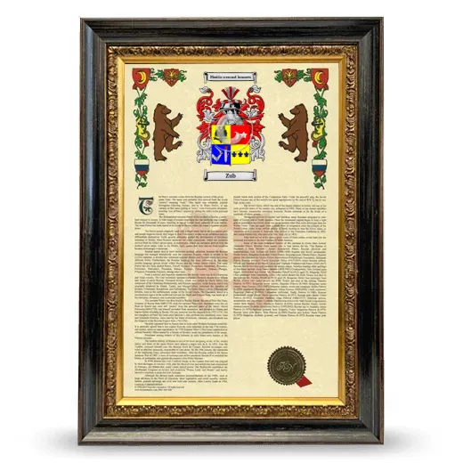 Zub Armorial History Framed - Heirloom