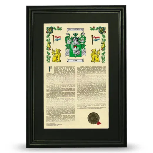 Cock Deluxe Armorial Framed - Black