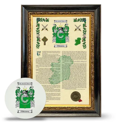 O'Hennessy Framed Armorial History and Mouse Pad - Heirloom