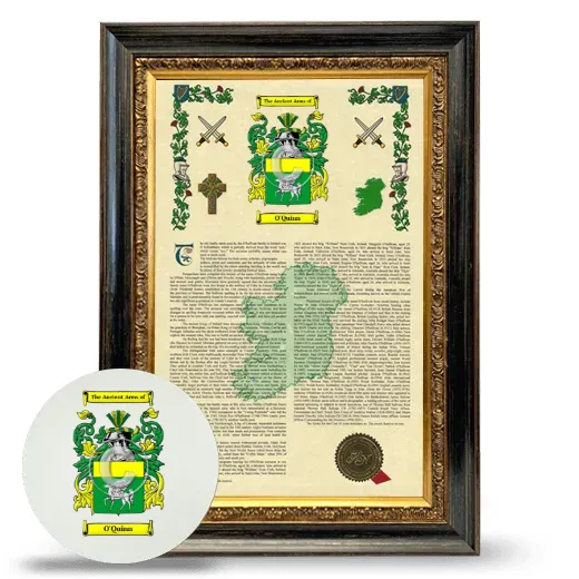 O'Quinn Framed Armorial History and Mouse Pad - Heirloom