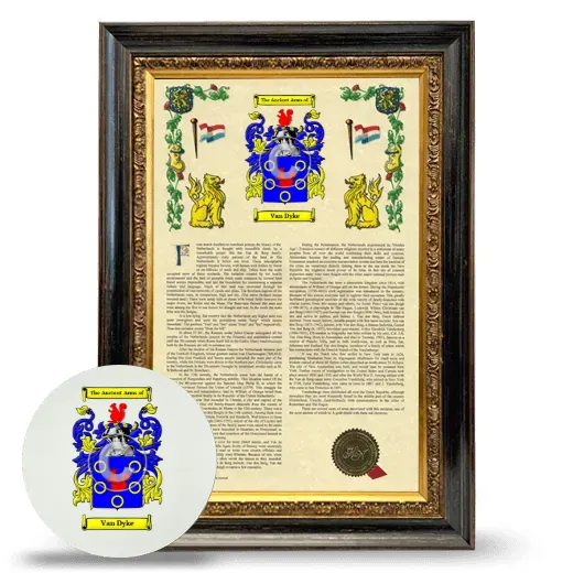 Van Dyke Framed Armorial History and Mouse Pad - Heirloom