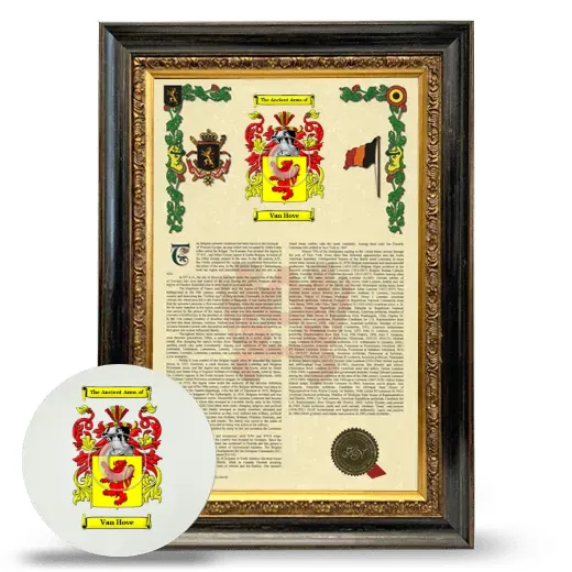 Van Hove Framed Armorial History and Mouse Pad - Heirloom