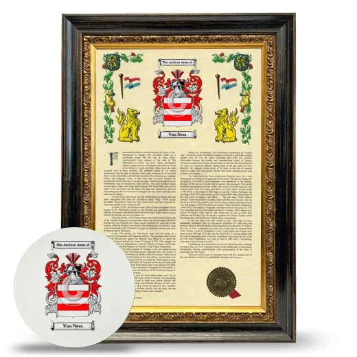 Van Ness Framed Armorial History and Mouse Pad - Heirloom