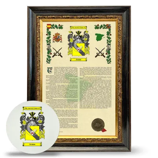 Acuna Framed Armorial History and Mouse Pad - Heirloom