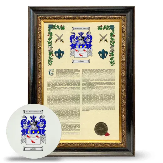 Allain Framed Armorial History and Mouse Pad - Heirloom