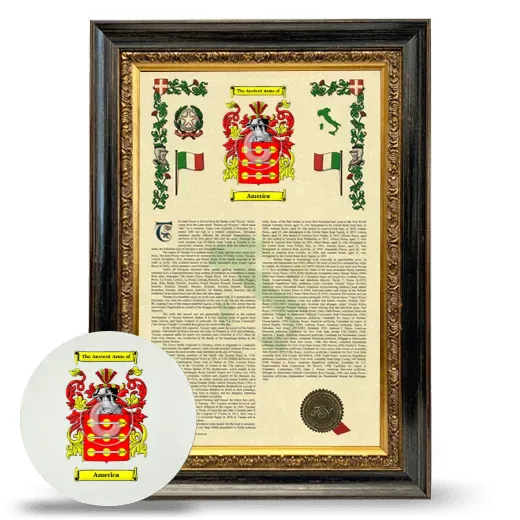 America Framed Armorial History and Mouse Pad - Heirloom