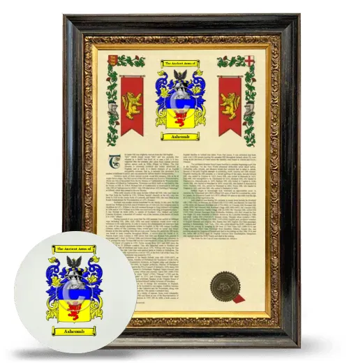 Ashcomb Framed Armorial History and Mouse Pad - Heirloom