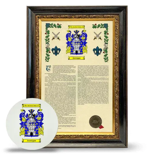 Auvergne Framed Armorial History and Mouse Pad - Heirloom