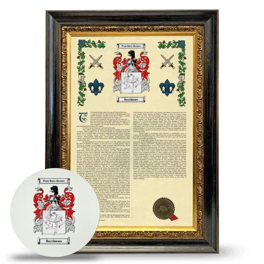 Barrineau Framed Armorial History and Mouse Pad - Heirloom