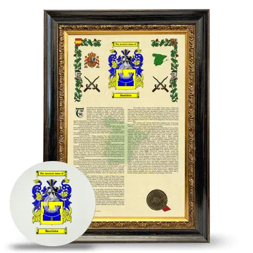 Bautista Framed Armorial History and Mouse Pad - Heirloom