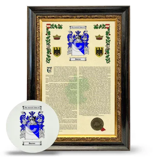 Beaver Framed Armorial History and Mouse Pad - Heirloom