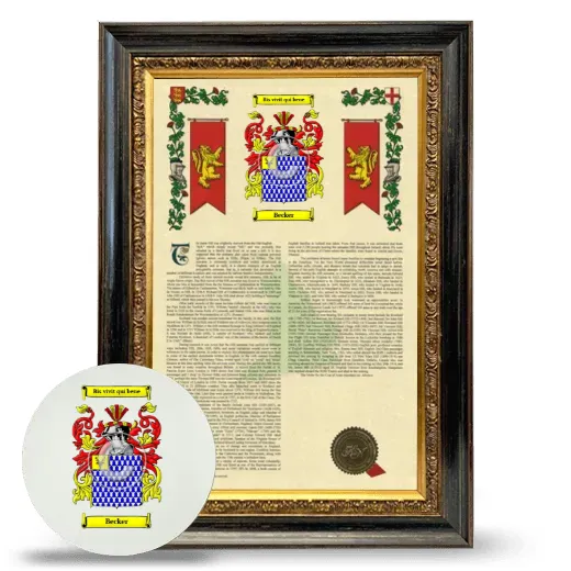 Becker Framed Armorial History and Mouse Pad - Heirloom