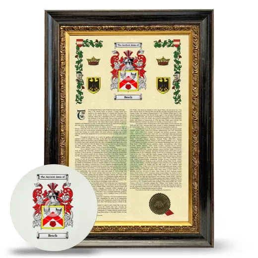 Besch Framed Armorial History and Mouse Pad - Heirloom