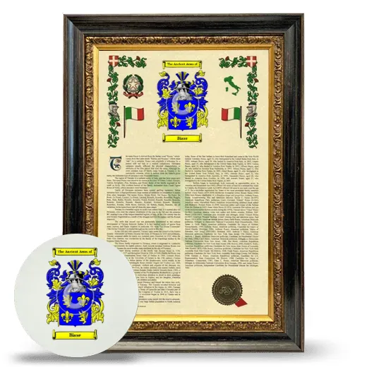 Biase Framed Armorial History and Mouse Pad - Heirloom
