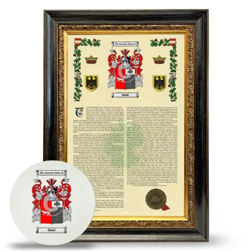 Biehl Framed Armorial History and Mouse Pad - Heirloom