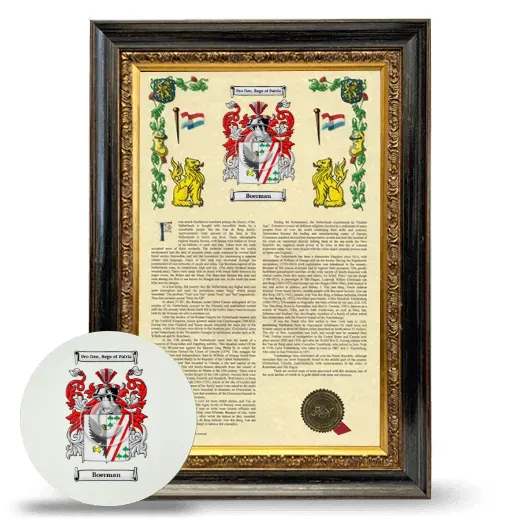 Boerman Framed Armorial History and Mouse Pad - Heirloom