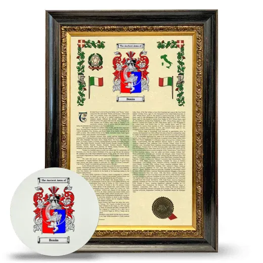 Bonin Framed Armorial History and Mouse Pad - Heirloom