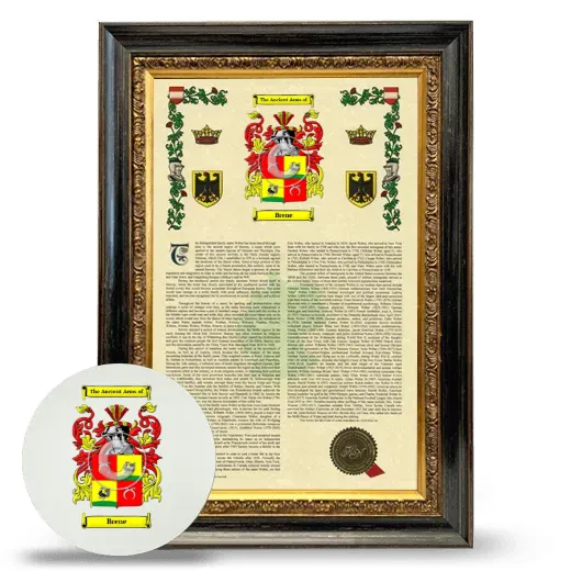 Brene Framed Armorial History and Mouse Pad - Heirloom