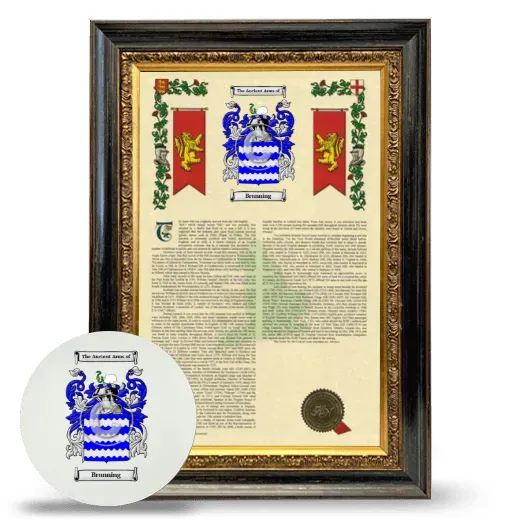 Brunning Framed Armorial History and Mouse Pad - Heirloom