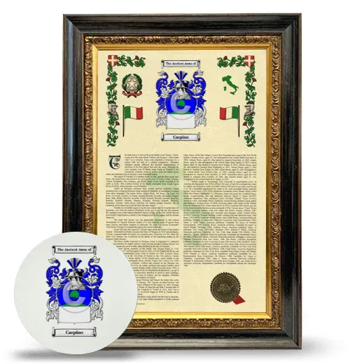 Carpino Framed Armorial History and Mouse Pad - Heirloom