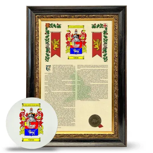 Caton Framed Armorial History and Mouse Pad - Heirloom
