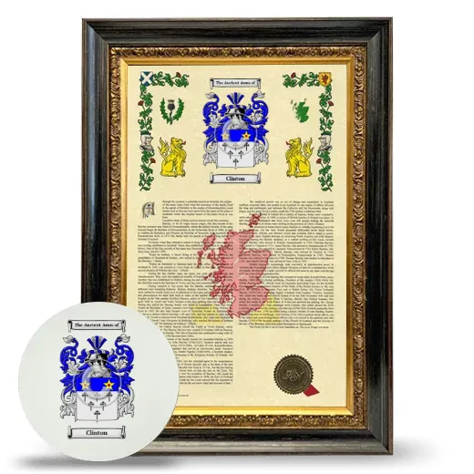 Clinton Framed Armorial History and Mouse Pad - Heirloom