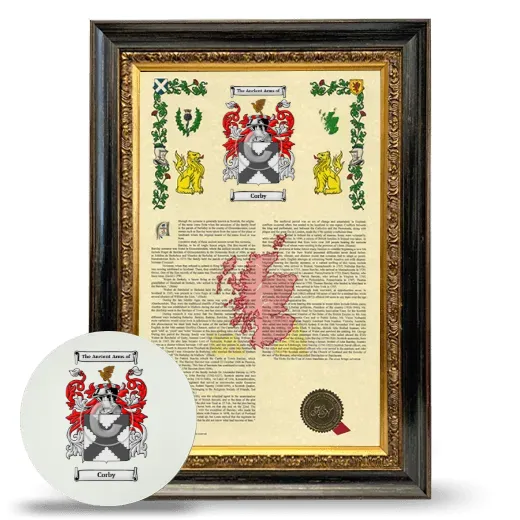 Corby Framed Armorial History and Mouse Pad - Heirloom