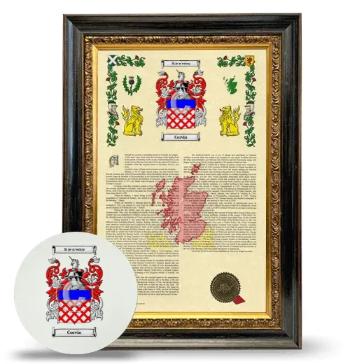 Corvin Framed Armorial History and Mouse Pad - Heirloom