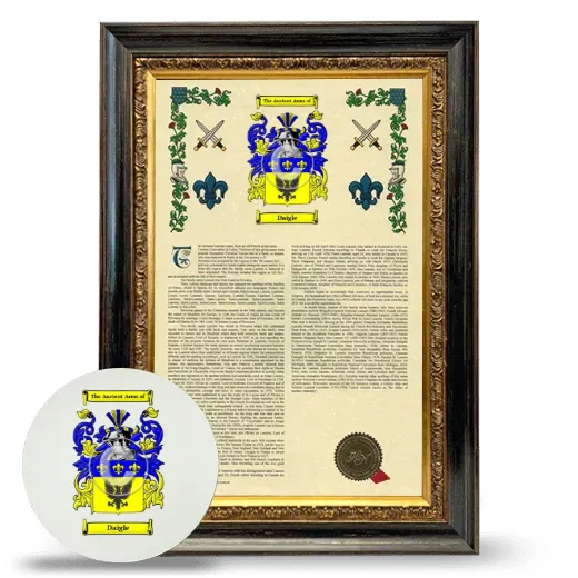 Daigle Framed Armorial History and Mouse Pad - Heirloom
