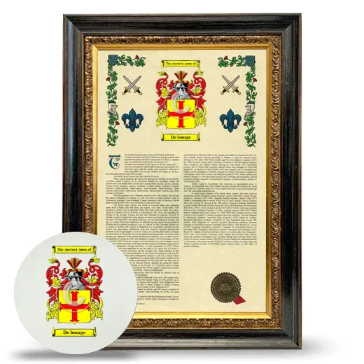 De bourge Framed Armorial History and Mouse Pad - Heirloom