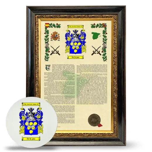 De la paz Framed Armorial History and Mouse Pad - Heirloom
