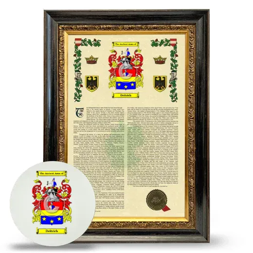 Deitrich Framed Armorial History and Mouse Pad - Heirloom