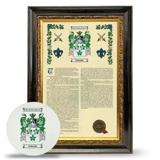 Delouche Framed Armorial History and Mouse Pad - Heirloom