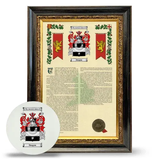Dragon Framed Armorial History and Mouse Pad - Heirloom