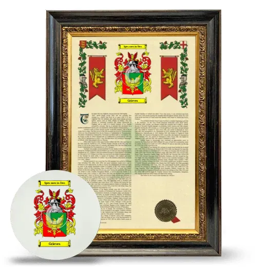 Grieves Framed Armorial History and Mouse Pad - Heirloom