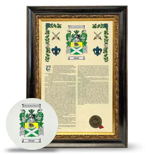 Haupt Framed Armorial History and Mouse Pad - Heirloom