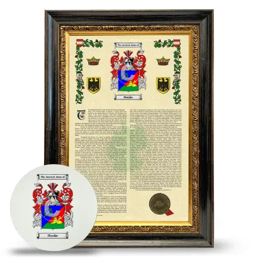 Hunke Framed Armorial History and Mouse Pad - Heirloom