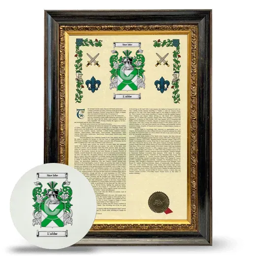 L'abbe Framed Armorial History and Mouse Pad - Heirloom