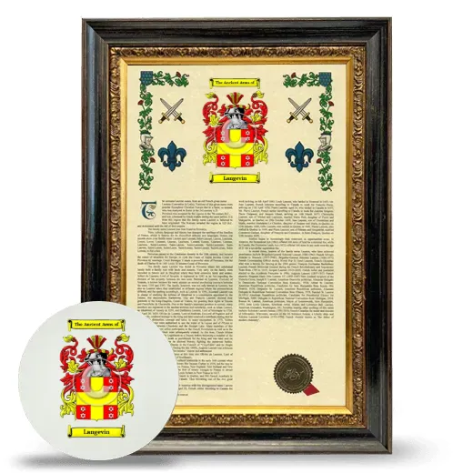 Langevin Framed Armorial History and Mouse Pad - Heirloom