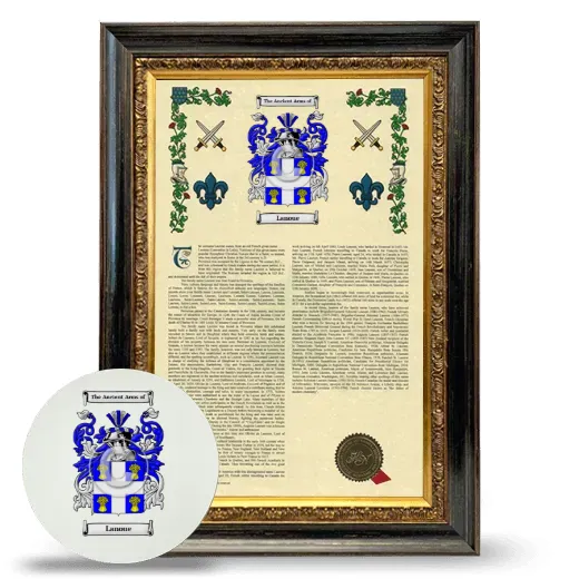 Lanoue Framed Armorial History and Mouse Pad - Heirloom