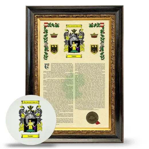 Lauer Framed Armorial History and Mouse Pad - Heirloom