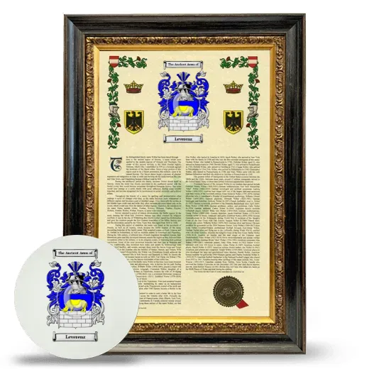 Leverenz Framed Armorial History and Mouse Pad - Heirloom