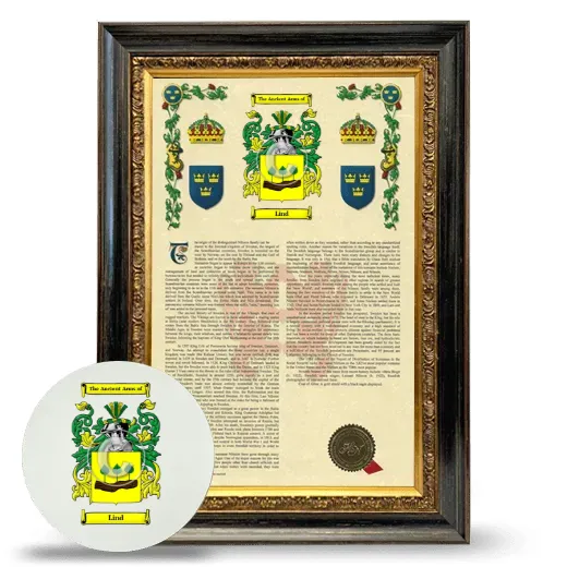 Lind Framed Armorial History and Mouse Pad - Heirloom
