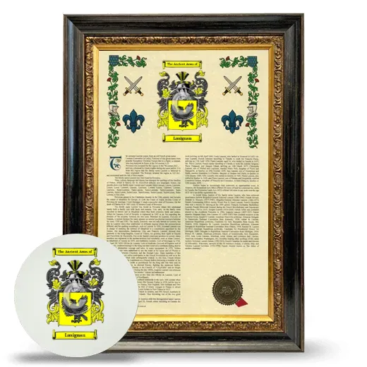 Lusignan Framed Armorial History and Mouse Pad - Heirloom