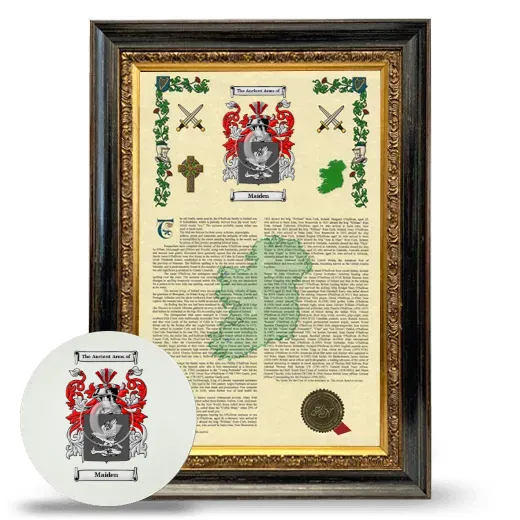 Maiden Framed Armorial History and Mouse Pad - Heirloom